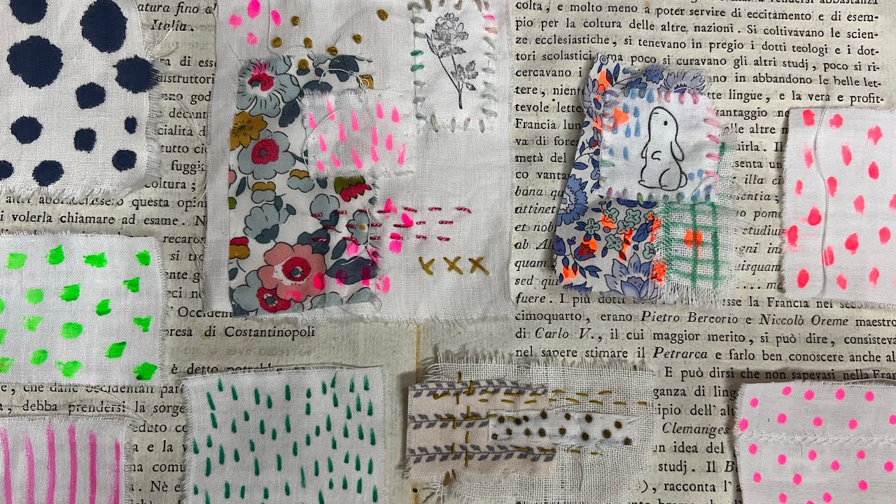 #the100dayproject | Mark making on fabric scraps and little hand stitched clusters| DAY 100