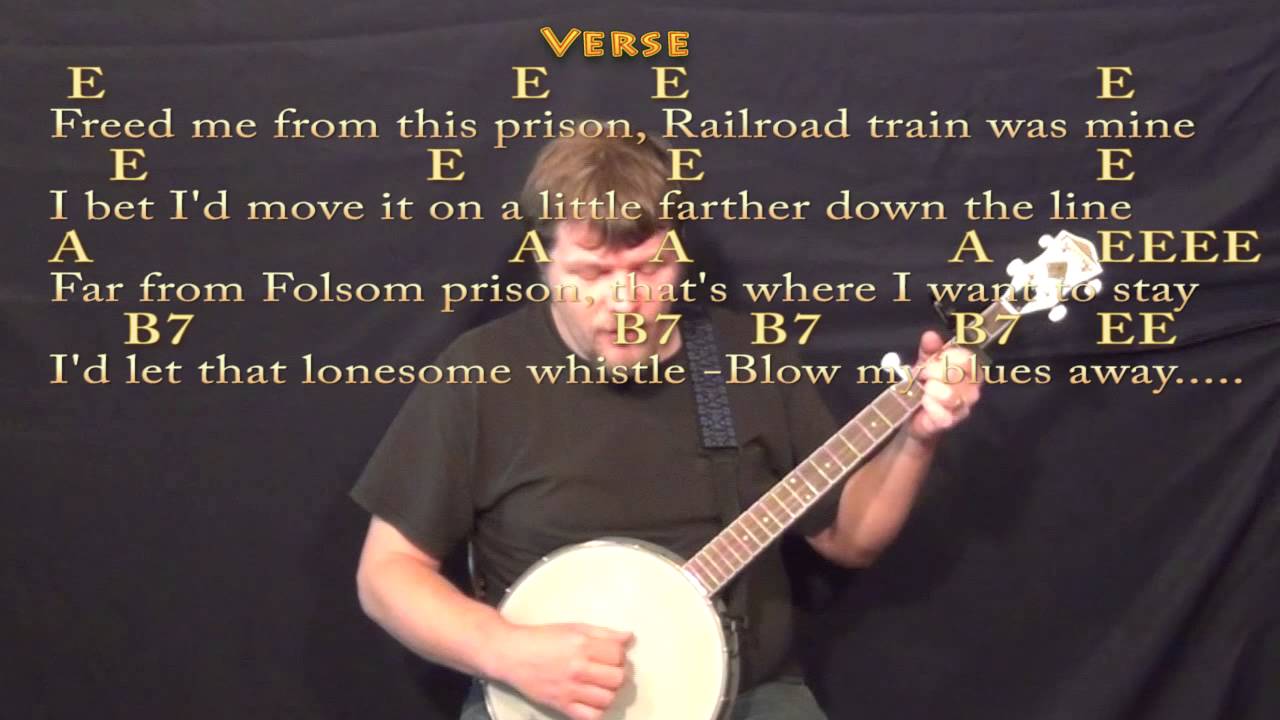 Folsom Prison Blues - Banjo Cover Lesson with Lyrics/Chords - YouTube