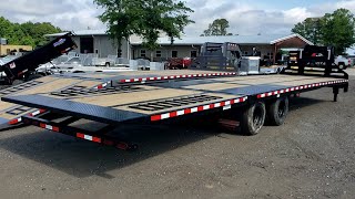 midsota hydraulic dove tail flatbed gooseneck trailer 32 and 36 ft walk around 10 ton 12 ton hotshot