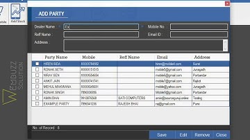 Mobile Shop Management System Demo | 2. Add Party Master | C# Visual Studio 2012
