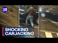Woman held at knifepoint in shocking early morning carjacking | 9 News Australia