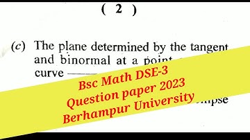 DSE-3 Math Q Paper2023 Berhampur University Majhi Tutorial