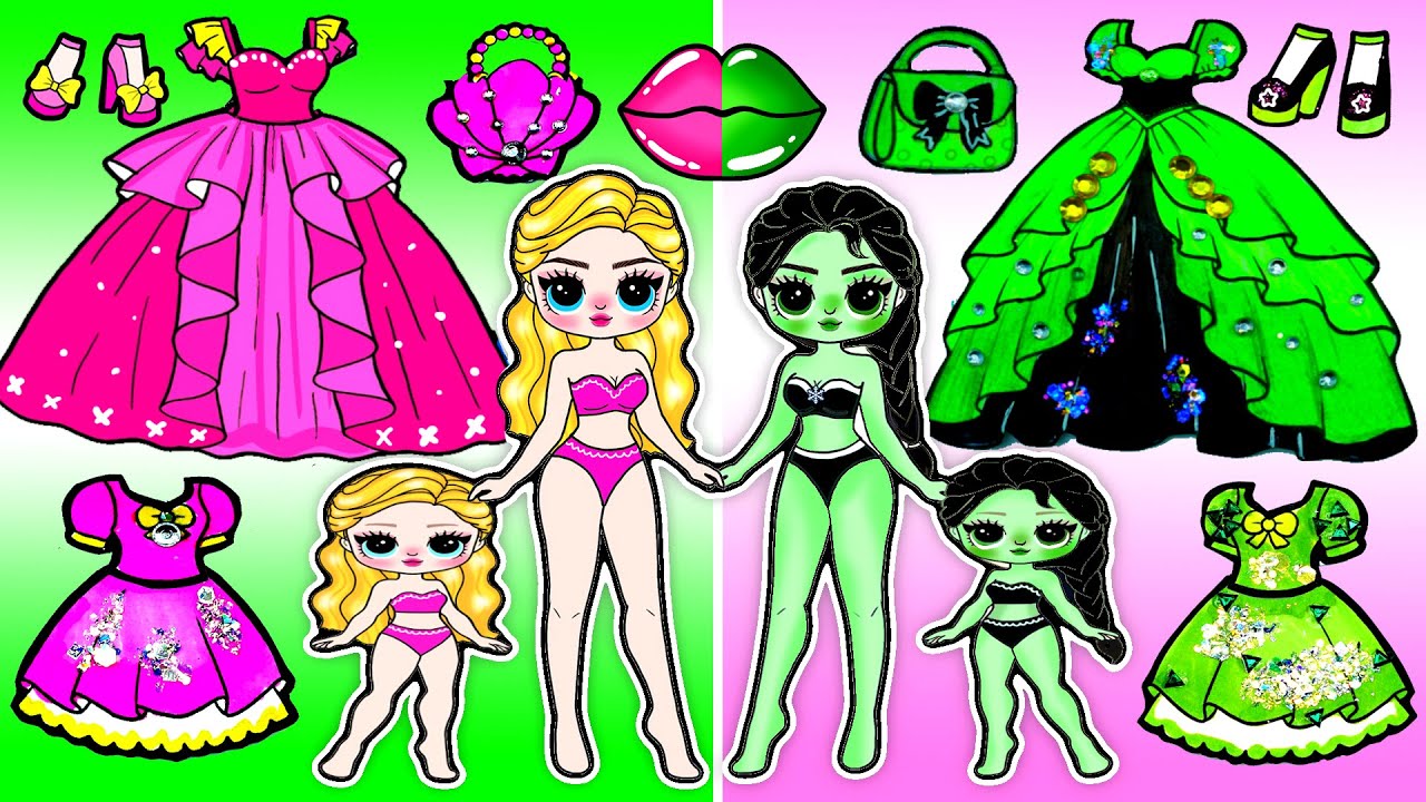 Преображение Барби против Ведьмы 🌈 Модные наряды для мамы и дочки, сделанные своими руками | Поде...