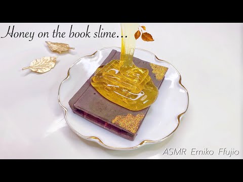 【ASMR】?はちみつがけ紙粘土ブック?スライム【音フェチ】책에 꿀을 넣어 슬라임 Honey on the book slime No talking ASMR
