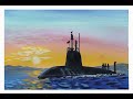 Как нарисовать подводную лодку. Нарисовать рисунок на 23 февраля. Военный корабль легко, для детей.