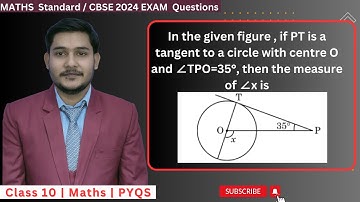 In the given figure , if PT is a tangent to a circle with centre O and ∠TPO=35°, then the measure of