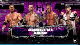 WWE 2K24  FATAL 4 WAY EXTREME RULES | ECW CHAMPIONSHIP BATISTA v RANDY ORTON v TRIPLE H v JOHN CENA