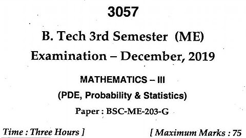 MDU BTECH 3rd Sem M3 Mathematics Question paper || MDU BTECH Mechanical Engineering Question Paper