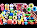 ASMR RAINBOW ROPEJELLY, EYEBALL GUMMY, PORORO CANDY, RAINBOW CHEESE, KOHAKUTOU, STAR CANDY, MACARON