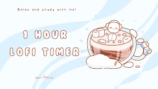 1 Hour - Relax \& study with me Lofi | Marshmallow snowman #timer #1hour #1hourloop #lofi