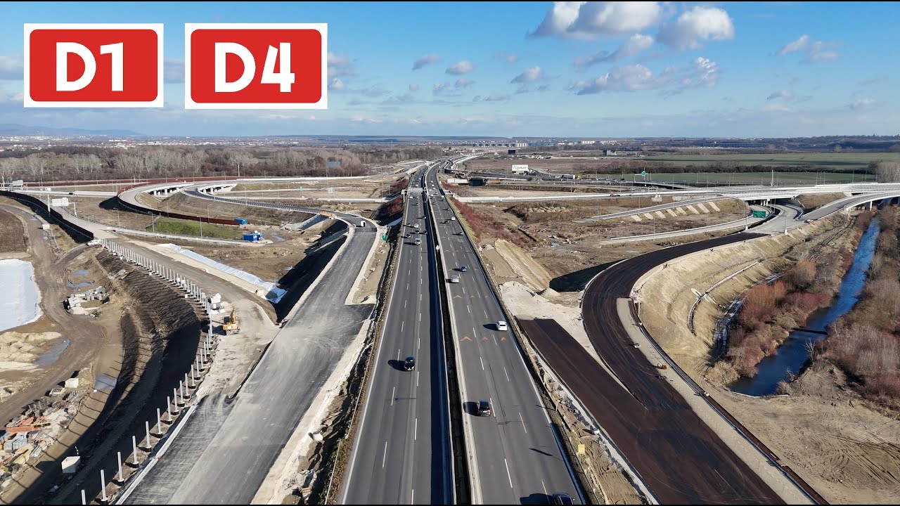 Križovatka D1xD4 vo výstavbe. Rozšírenie diaľnice D1 Zlaté Piesky - Triblavina (január 2025)