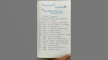 Physics Class 9th || Unit 1 Measurements||Questions