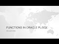 Functions in oracle plsql basic to advance examples