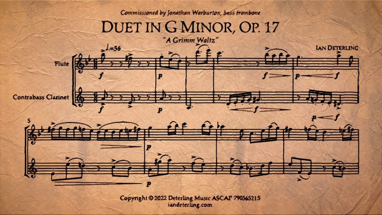 Duet for Flute and Contrabass Clarinet in G Minor - YouTube