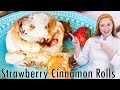 The BEST Strawberry Cinnamon Rolls Recipe!! With Cream Cheese Frosting!