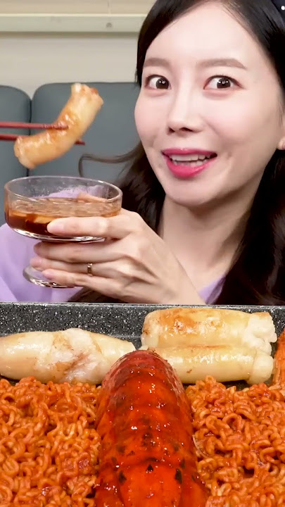 [Mukbang ASMR] Daechang & Spicy Lobster Seafood Tteokbokki Beef Intestines korean ramen #shorts
