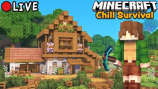 Working on the Saw Mill and Decorating Our Base - Minecraft Chill Survival Let's Play