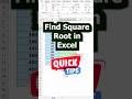 How to find Square Root of a number in Excel √ 💯#excelshorts #exceltricks #exceltips #exceltutorial
