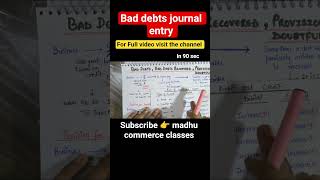 bad debts journal entry| class11th accounts #shorts #ytshorts