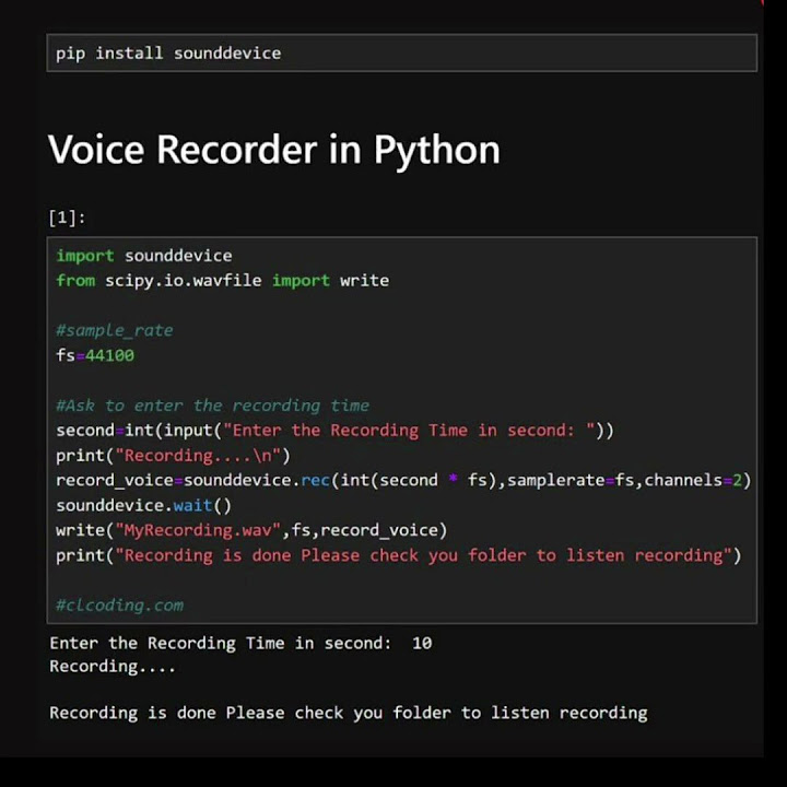 Voice recorder in python #ai #coding # ...