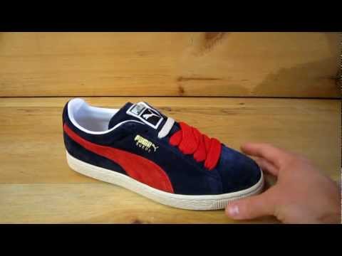 Puma Suede Shoes Blue Red - YouTube