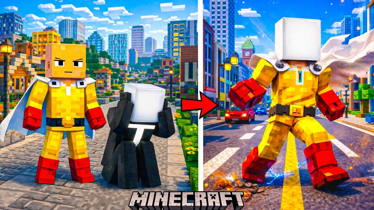 လက်သီးဘုရင် One Punch Man ဆီမှာ 24နာရီ ပညာသင်ယူခဲ့ပါတယ်။။ I Became Saitama in Minecraft.