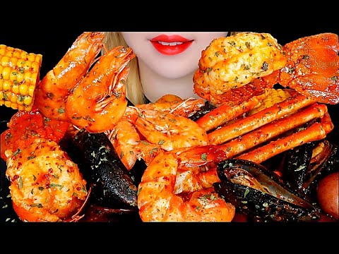 ASMR SEAFOOD BOIL (SNOW CRAB, SHRIMP, MUSSEL, LOBSTER TAIL) Mukbang Eating sounds