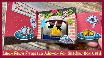 Lawn Fawn Fireplace Add-on For Shadow Box Card Die | Christmas Pop-up Card!