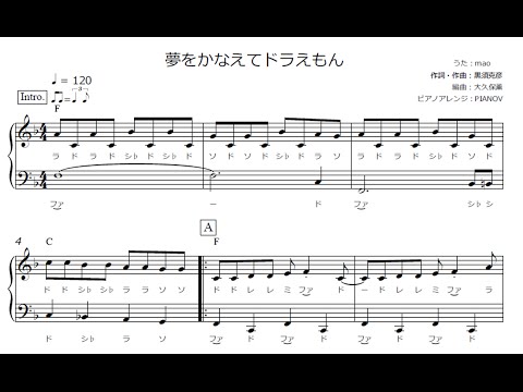 夢をかなえてドラえもん ピアノ 簡単 ドレミ付き 楽譜 ドラえもん Op Youtube