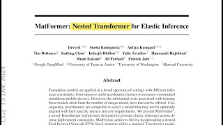 MatFormer: Nested Transformer for Elastic Inference