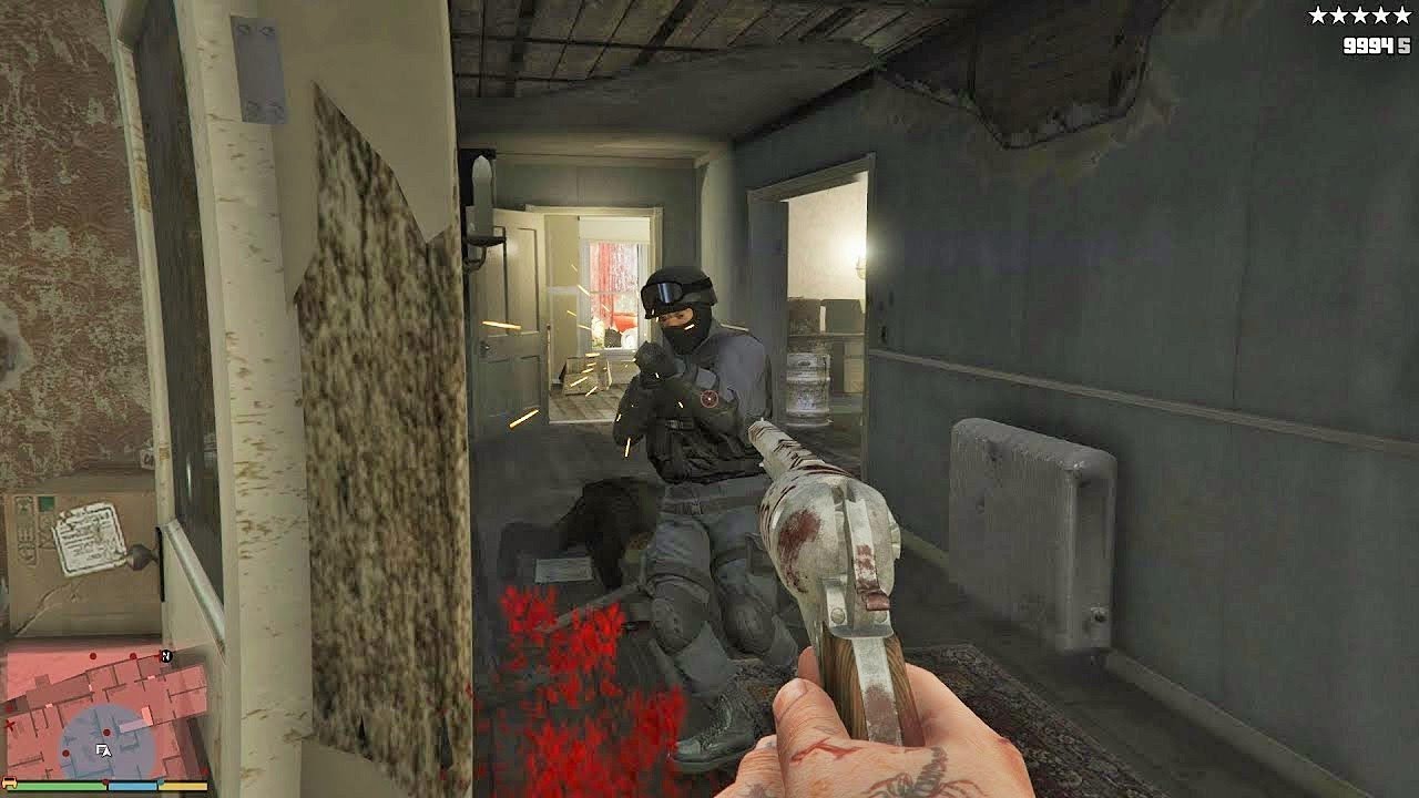 GTA 5 - Trevor's FIRST PERSON FIVE STAR COP BATTLE AT THE O'NEIL RANCH! (GTA V Funny Moments)