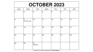 Free Printable October 2023 Calendar Templates With Holidays - Wiki Calendar