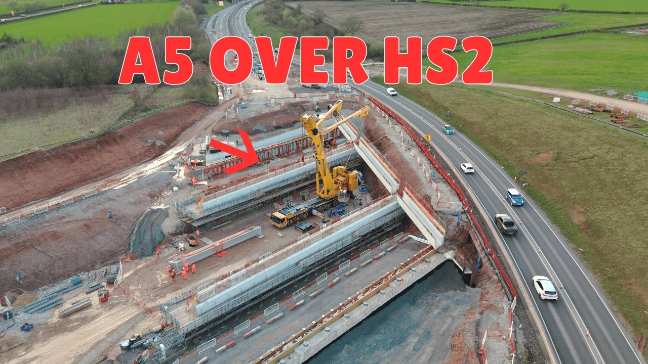 HS2 A5 Hints Bypass Bridge: Massive Beams Ready for Lift Near Live Traffic