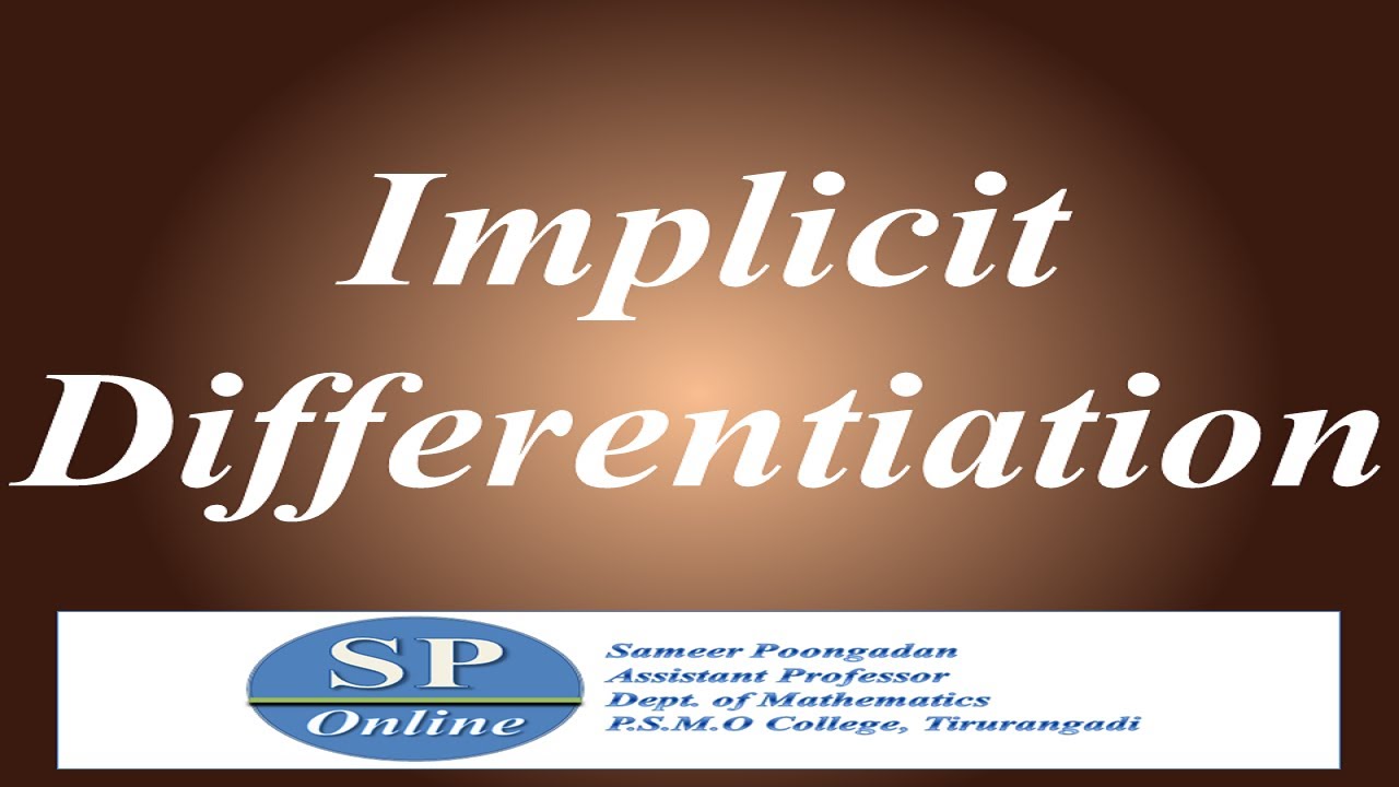S1 B.Sc; Complementary; Lecture 26-Implicit Differentiation - YouTube