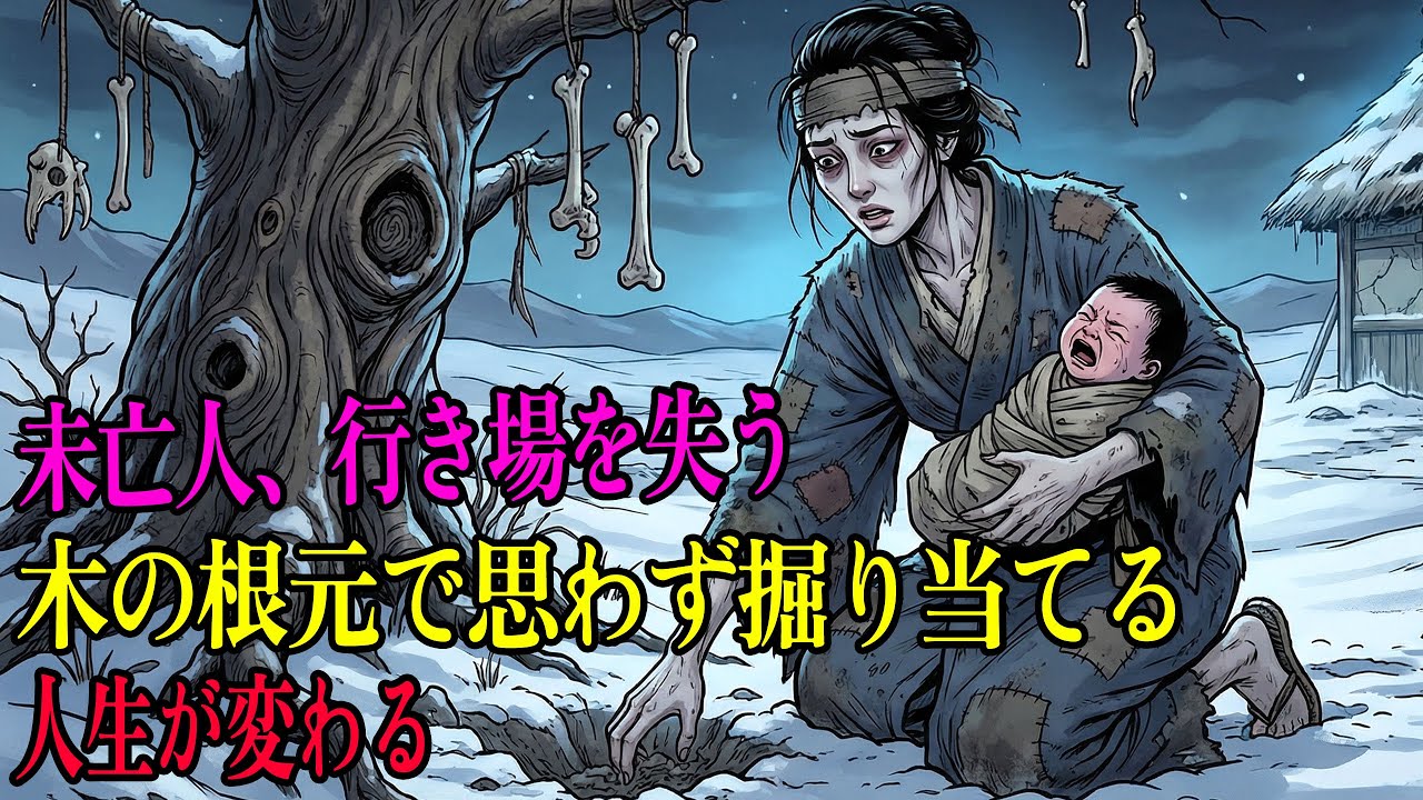 貧しく身寄りのない未亡人が、鬼の木の根元で思いがけず何かを掘り当て、それが彼女の人生を変えた의。｜民話｜江戸時代｜江戸朗読｜昔話｜