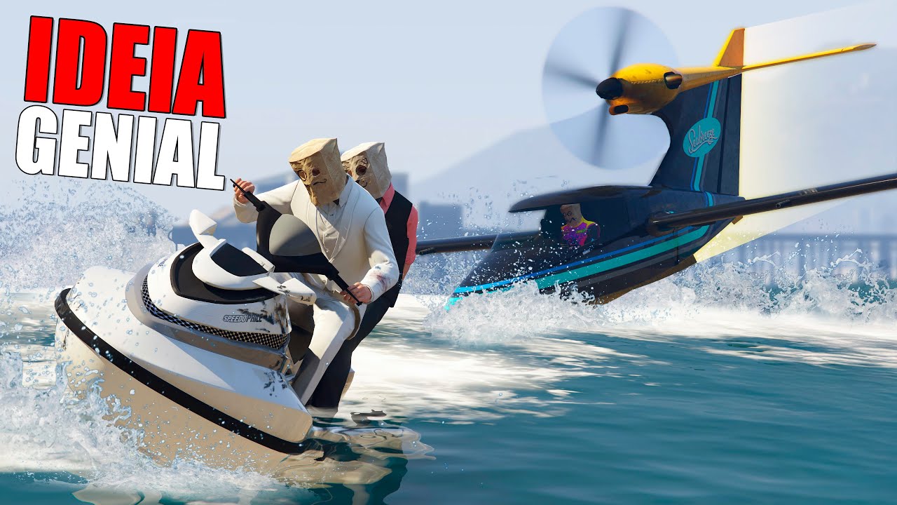 PEGA PEGA no MAR (com AVIÕES, claro) | Gta 5 Online Momentos Engraçados!