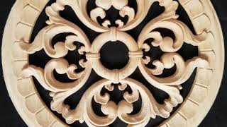 2pcs/lot Diameter:200mm. thickness:8mm Wood carved circular decals Applique home decorative-in Fu... screenshot 4