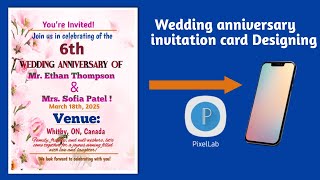 Wedding anniversary invitation card designing in Mobile || Mobile se  anniversary card  design kare screenshot 1