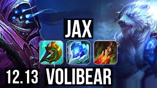 JAX vs VOLIBEAR (TOP) | 16/3/12, 400  games, 900K mastery | NA Master | 12.13