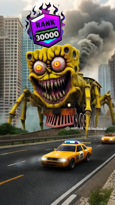 Rank up Monster Spongebob choo-choo charles attack in city #spongebob #choochoocharles   #shorts