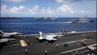 Naval aviation spectacular  four aircraft carriers meet in the Pacific Ocean