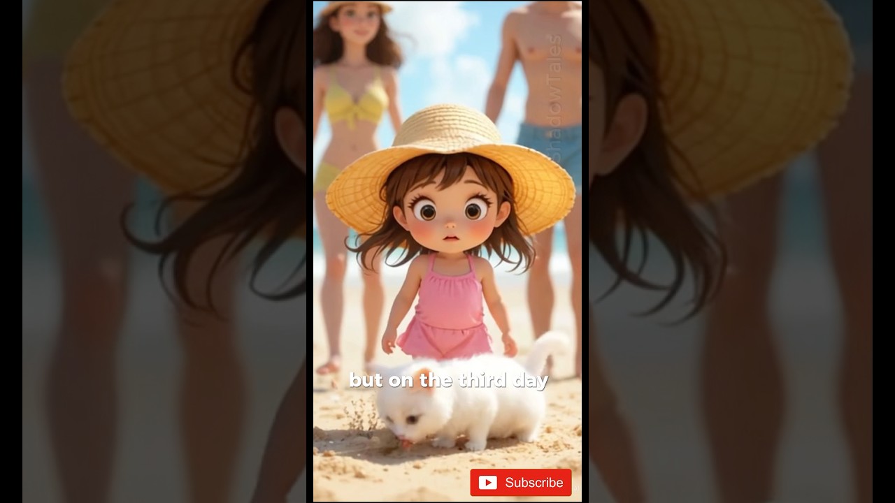 The cute emotional girl & cat beach story | 