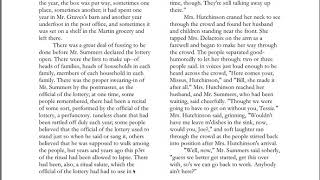Reading of The Lottery by Shirley Jackson