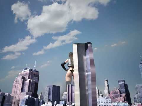 [Giantess]ティファのお尻につぶされる街(The City crushed by Tifa's ass.)