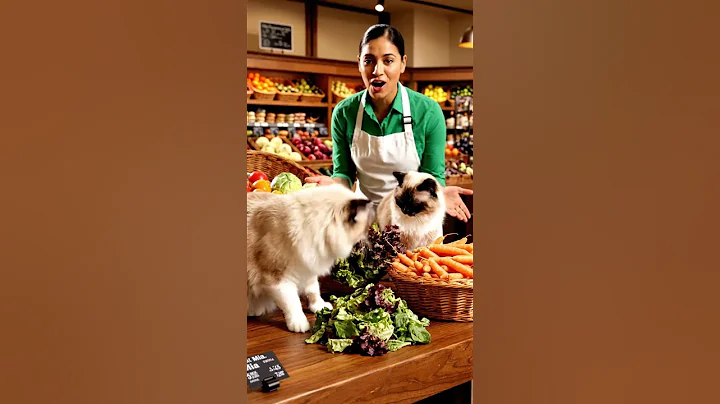 Watch the video about Adorable Ragdoll Cats Run Farmers Market Stall | Mother Cat & Kitten Sell Fresh Vegetables 🥕🐱