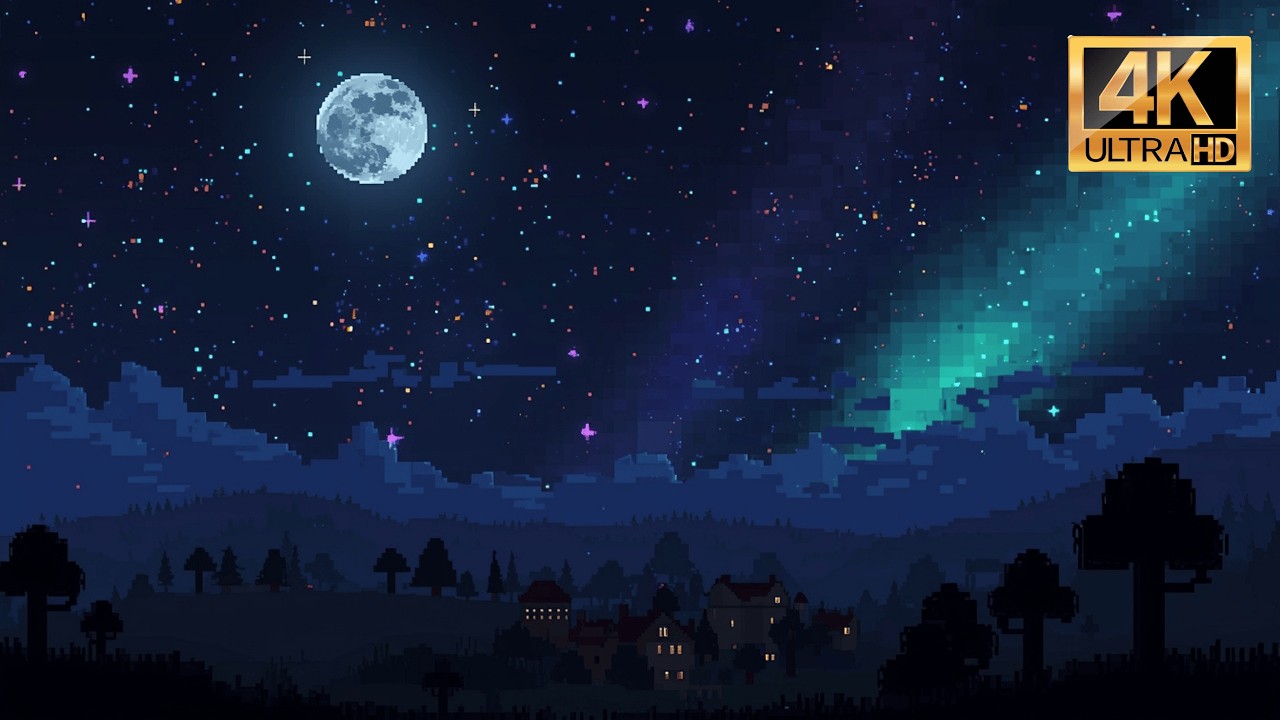 Minecraft Music but you're in a peaceful forest at night 🌲🌙 5 Hours Ambient for Sleep & Study