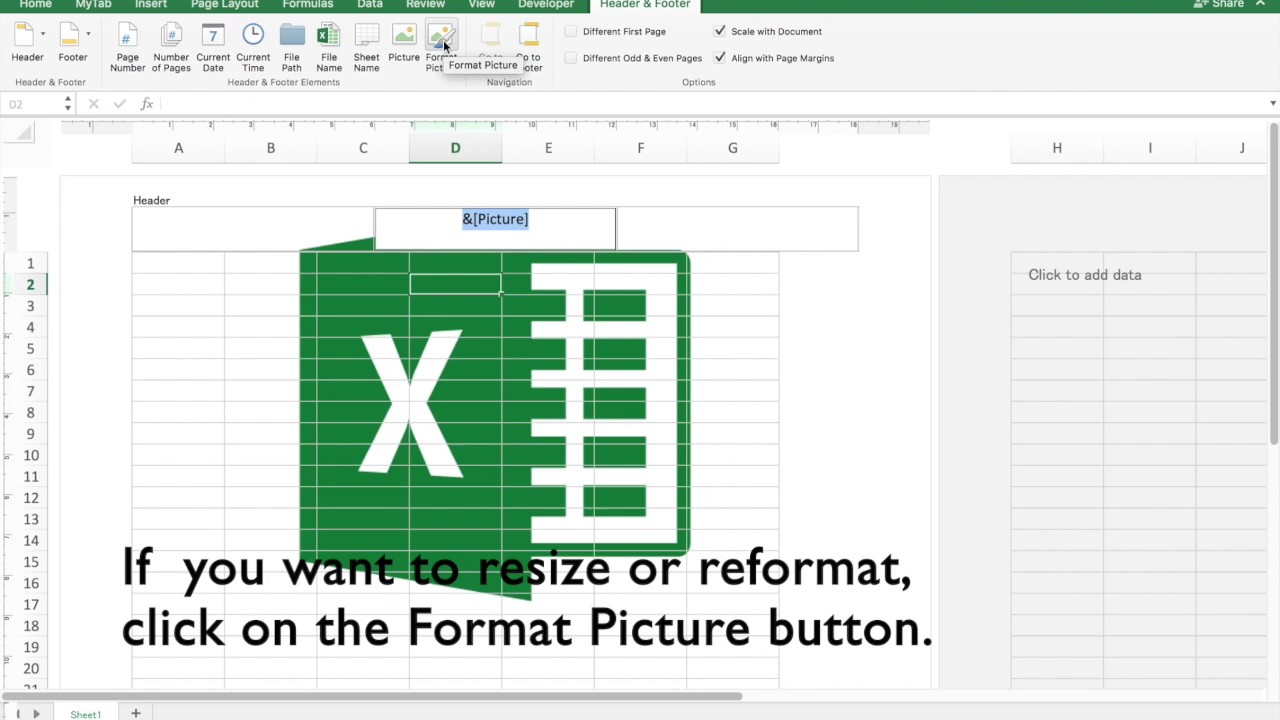 Insert Picture In Header Excel 2016 For Mac