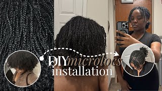 DIY MICROLOCS INSTALL | mini braid starter locs on 4c hair