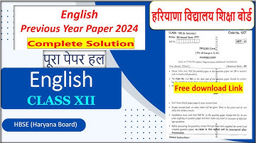 HBSE 12th English Solved Paper 2024 | Set-A,B,C,D | HBSE 12th Class English Question Paper 2024