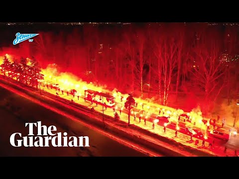 Zenit fans give team fiery welcome before Europa League tie